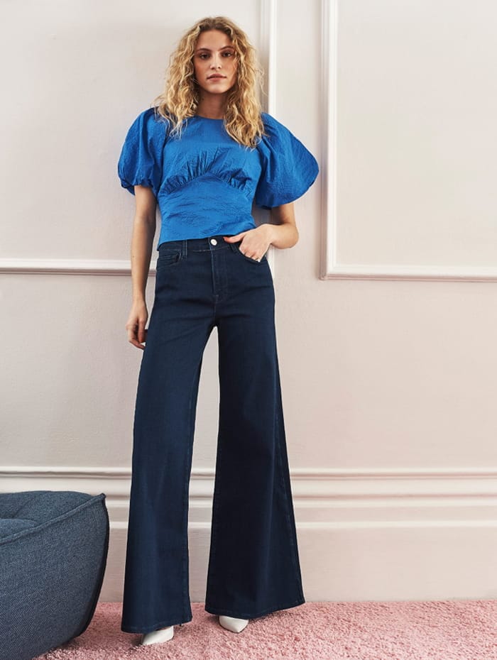 Wide leg denim pants 2024 outfit